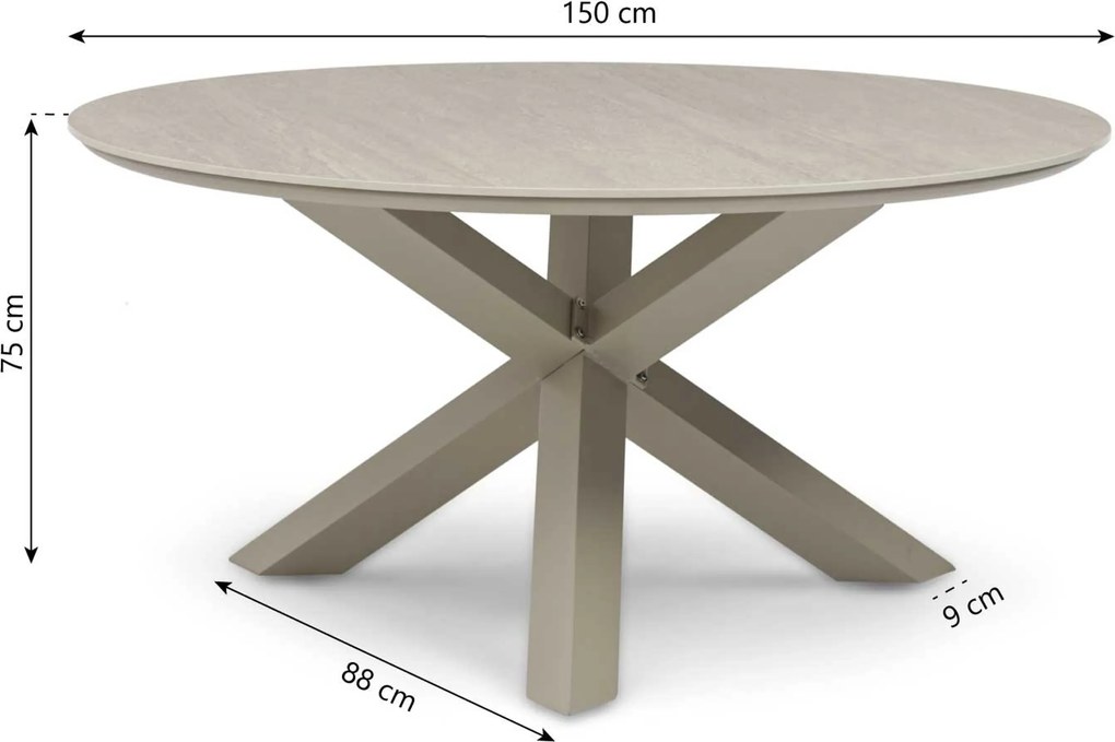 Tuinset 6 personen 150 cm Rope Taupe Lifestyle Garden Furniture Biagio/Xento