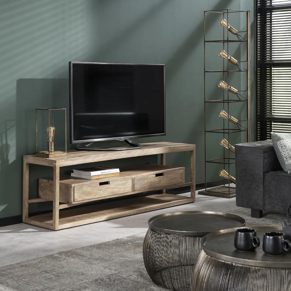 Massief Mangohouten Tv-meubel - 140x35x45cm.