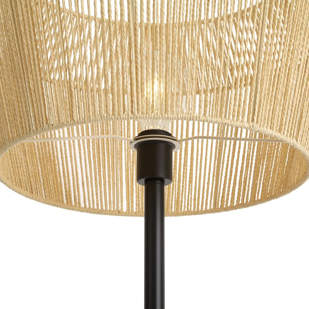 Vloerlamp zwart met beige papieren kap 50/50/30 - Simplo