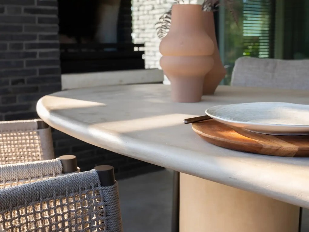 4 Seasons Outdoor Hampton mortex tuintafel met ovaal blad 300 x 110 cm Loungeset   beige weerbestendig