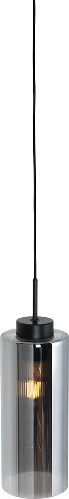 Smart hanglamp zwart met smoke glas incl. Wifi ST64 - Laura