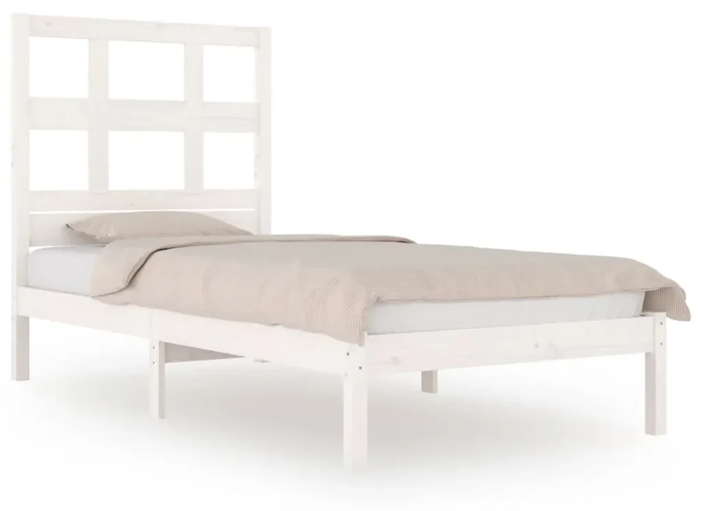 vidaXL Bedframe massief grenenhout wit 75x190 cm 2FT6 Small Single
