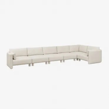 6-delige Modulaire Hoekbank Rechts In Artemisa Bouclé Stof Crèmebeige Boucléstof - Sklum