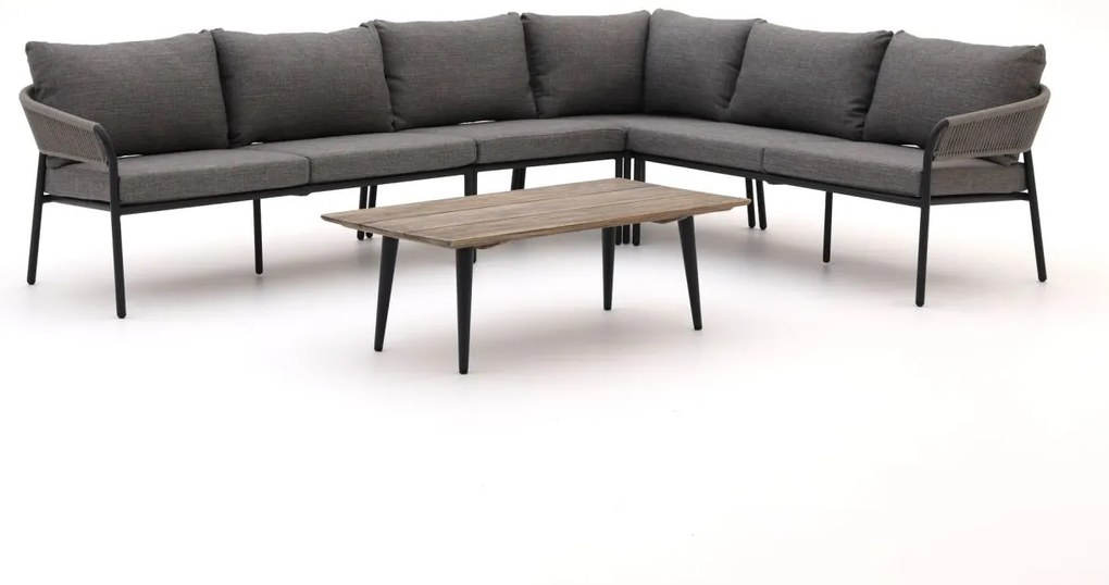 Hoek loungeset Bellagio  | 6 personen | Loungeset Grijs/Old Teak Greywash | Hoekbank Aluminium | 291x223cm | Kees Smit Tuinmeubelen