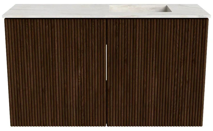 Mondiaz Joya DLux 70cm toiletmeubel walnut met wastafel faye rechts 1 kraangat ostra