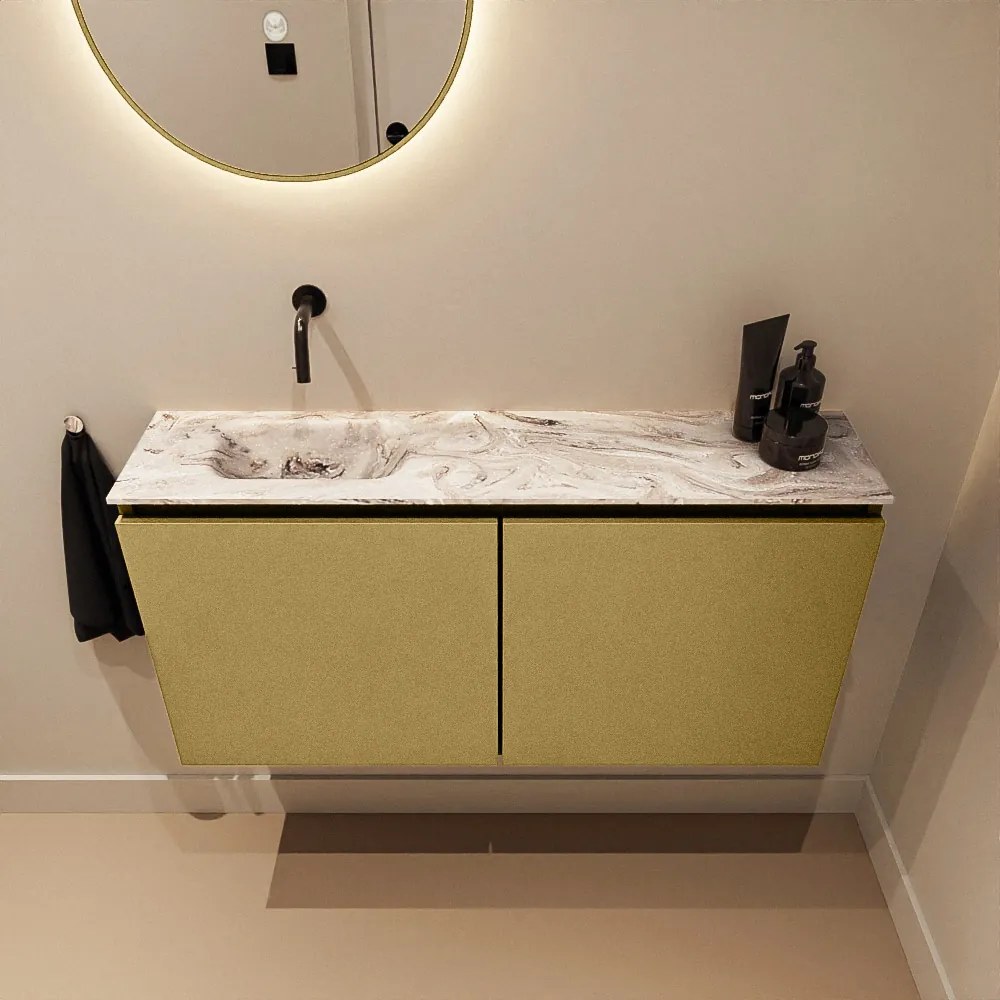 Mondiaz Ture DLux toiletmeubel 100cm oro met wastafel glace links zonder kraangat