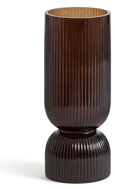 Vaas in geribbeld glas H26 cm, Valira