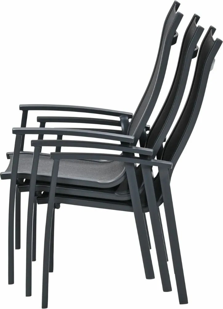 Garden Impressions Hilly tuinstoel stapelbaar donker grijs - 2 stuks