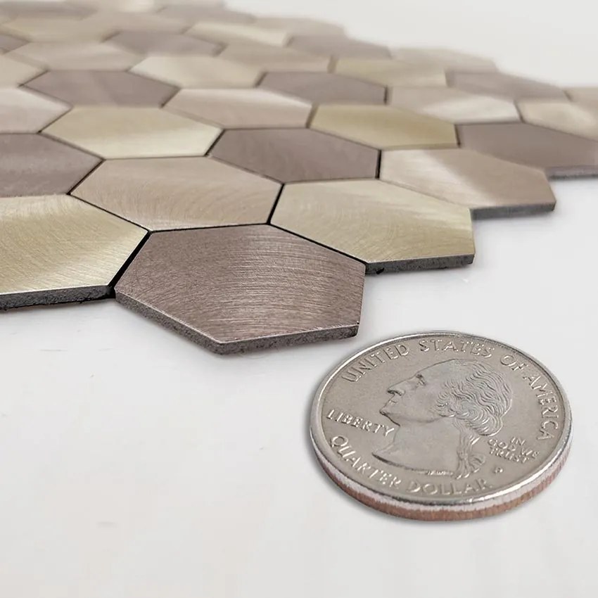 Zelfklevend Mozaïek Hexagon Champagne - 29.5 cm x 29.5 cm x 0.4 cm | 0.5 kg | Paneli zelfklevende steenstrips