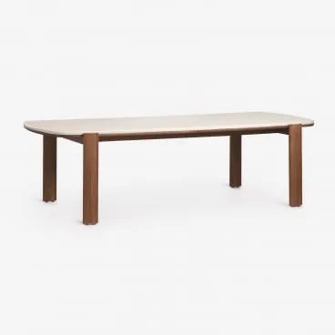 Rectangulaire Tuin Tafel 260x115 Cm Van Acaciahout Vetra Tapioca Beige - Donker Acaciabruin - Sklum