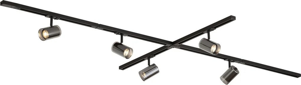 Modern railsysteem zwart me 5 spots 1-fase - Iconic Lloyd