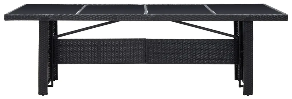 vidaXL Tuintafel 240x90x74 cm poly rattan en glas zwart