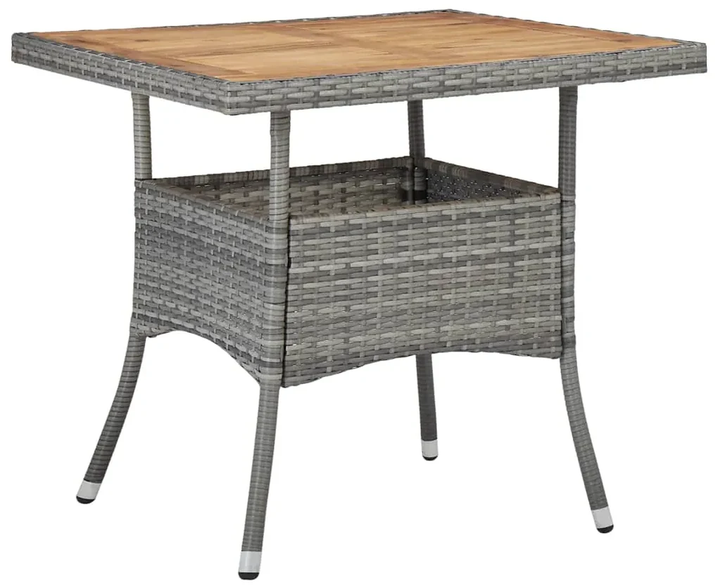 vidaXL 5-delige Tuinset poly rattan en acaciahout grijs