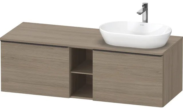 Duravit D-Neo wastafelonderkast 140x45.9x55cm 2 lades Eiken (terra) Mat de4950r3535