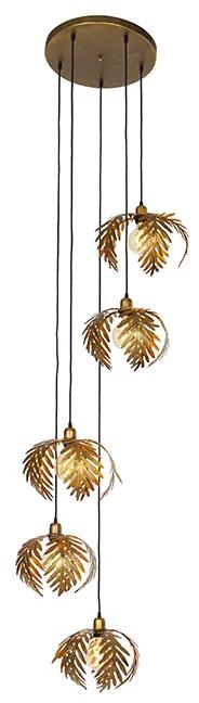 Vintage hanglamp goud 5-lichts - Botanica Landelijk, Retro E27 rond Binnenverlichting Lamp