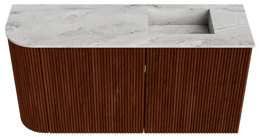 Mondiaz Joya DLux 80cm toiletmeubel ronding links ruby met wastafel faye rechts 1 kraangat glace