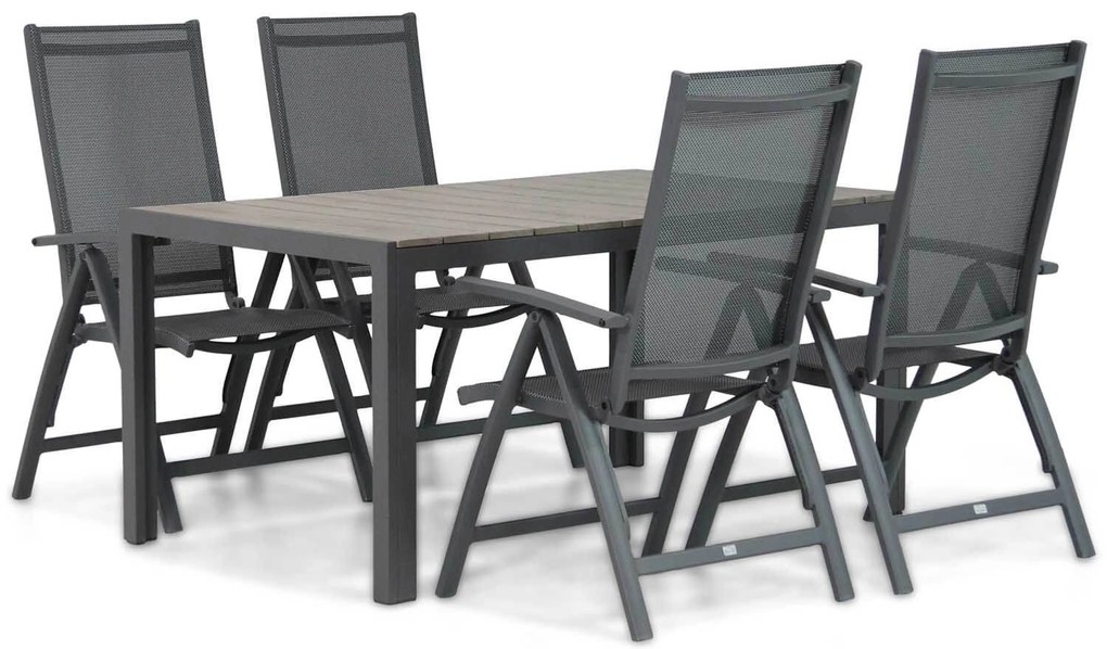 Tuinset 4 personen 155 cm Aluminium/textileen Grijs Presto Vasto/Young