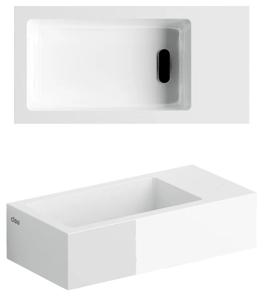 Clou Flush 3 fontein mineraalmarmer 36cm rechts wit glans