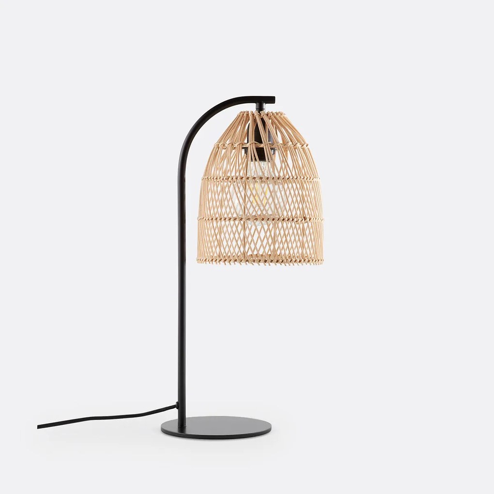 Tafellamp in metaal en rotan, Dankia