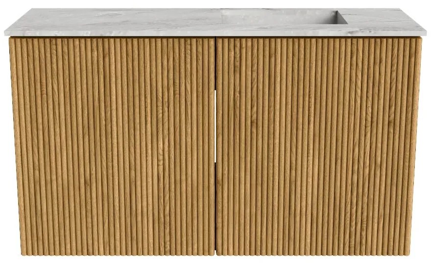 Mondiaz Joya DLux 70cm toiletmeubel oak met wastafel faye rechts 1 kraangat glace