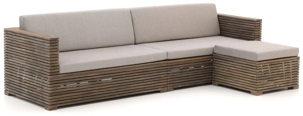 Chaise longue loungeset ROUGH  | 3 personen | Loungeset Old Teak Greywash | Teakhout | Kees Smit Tuinmeubelen