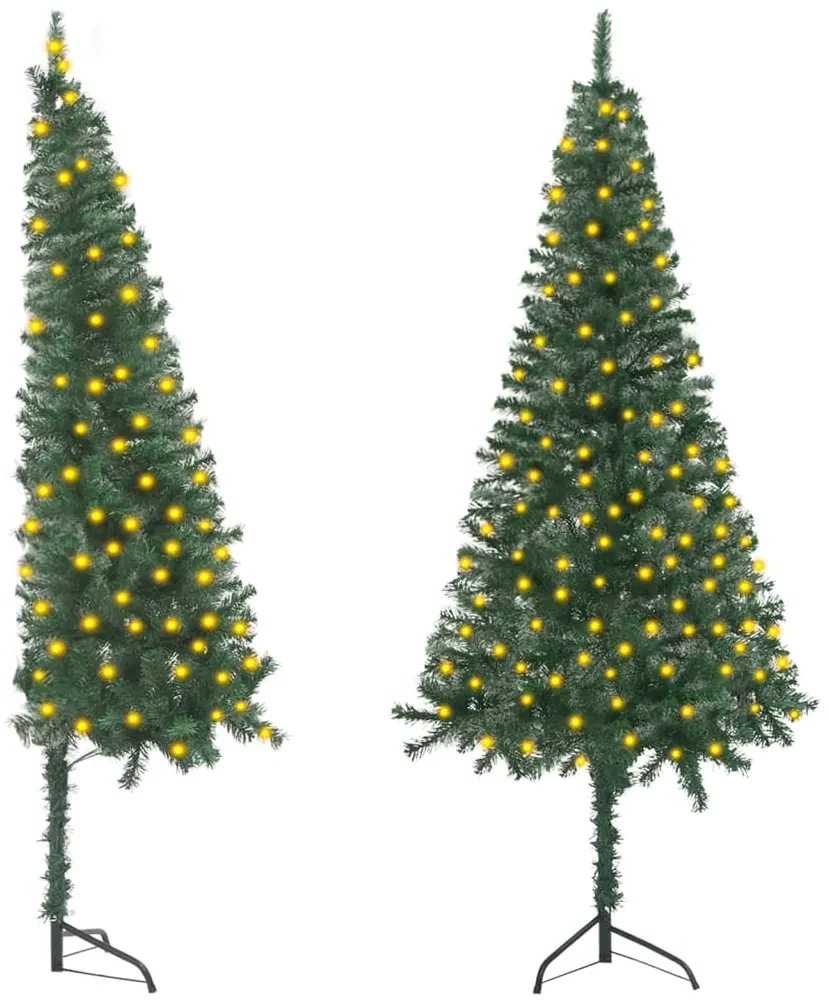 vidaXL Kunstkerstboom met LED's hoek 210 cm PVC groen