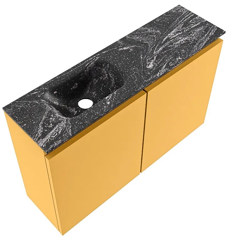 Mondiaz Ture DLux toiletmeubel 80cm ocher met wastafel lava links zonder kraangat