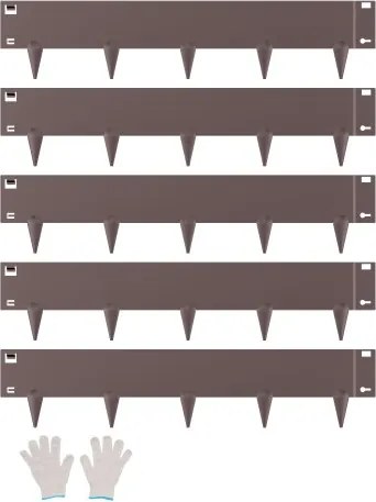 VEVOR gazonrand, 5-delige set, 990x207x1,5 mm, roestbestendige metalen rand voor bloembedden, flexibele tuinrand, border, eenvoudig te installeren, afscheiding voor bloembedden/paden, bruin