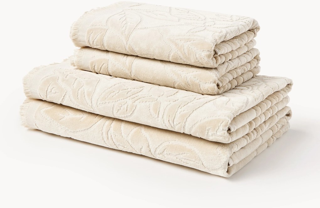 Fluwelen handdoekenset Rosaria, in verschillende setgroottes