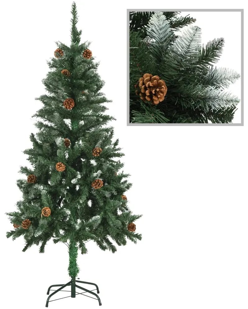 vidaXL Kunstkerstboom met LED's, kerstballen en dennenappels 150 cm