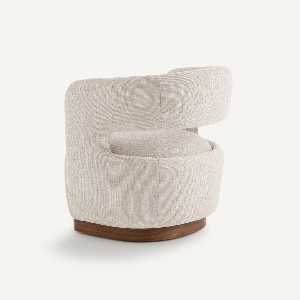 Jesper gestructureerde draaifauteuil met walnootfineer onderstel