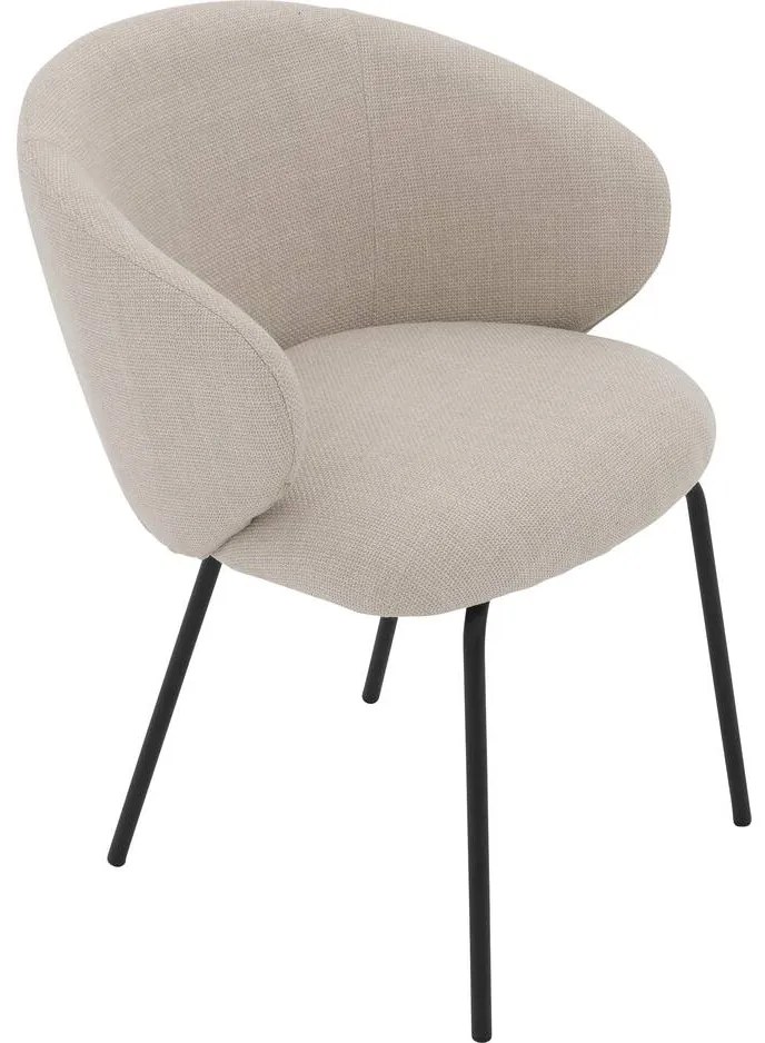 Goossens Stoel Noomi beige stof met armleuning,