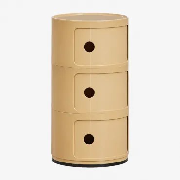 Pack Van 2 Nachtkastjes Ø30 Cm Met Planken Babel 3 Lades & Lichte Mosterd - Sklum