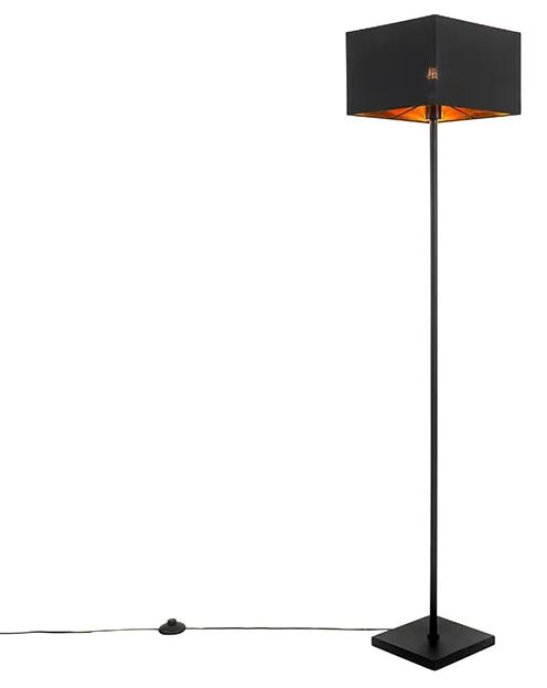 Stoffen Moderne vloerlamp zwart met goud vierkant - VT 1 Modern E27 Binnenverlichting Lamp