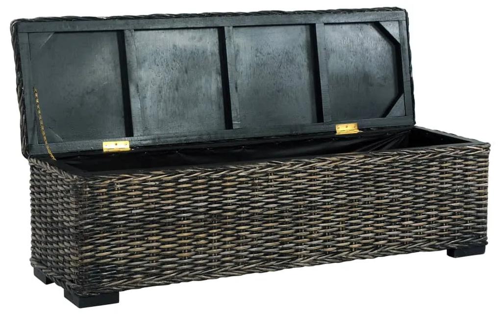vidaXL Opbergbox 120 cm kubu rattan en massief mangohout zwart