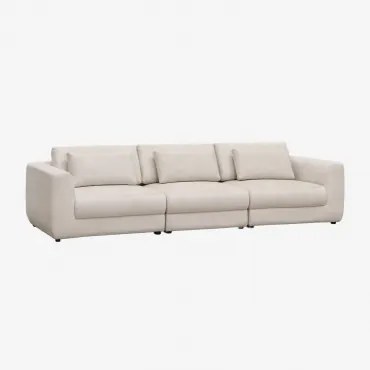 3-delige Modulaire Bank Met In Hoogte Verstelbare Hoofdsteun, Bekleed Met Cataline Chenille Chenille Crèmebeige - Sklum