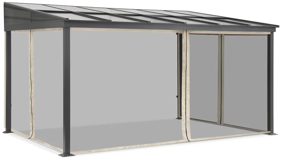 Aluminium terrasoverkapping 4 x 6 m Tarragona met muggengaas Garden Point beige