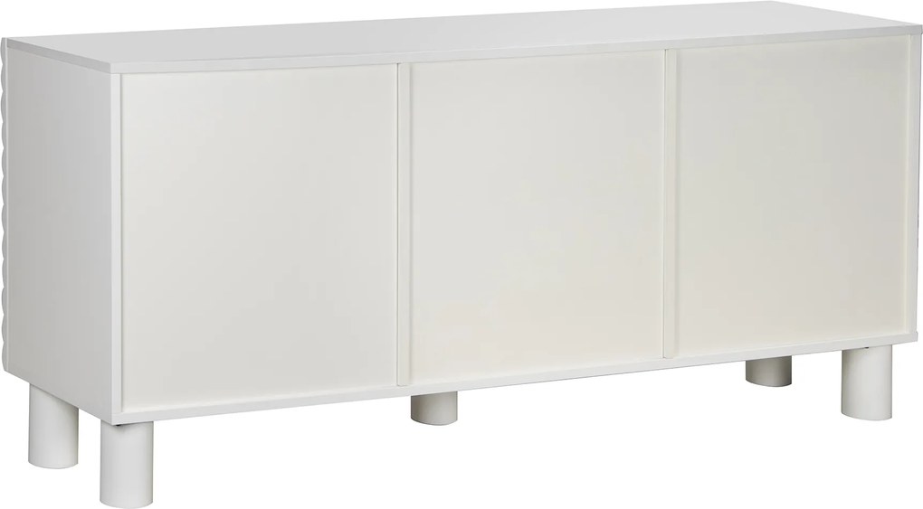 Dressoir Met Grote Ribbels Wit 180 Cm - 180x40x75cm.
