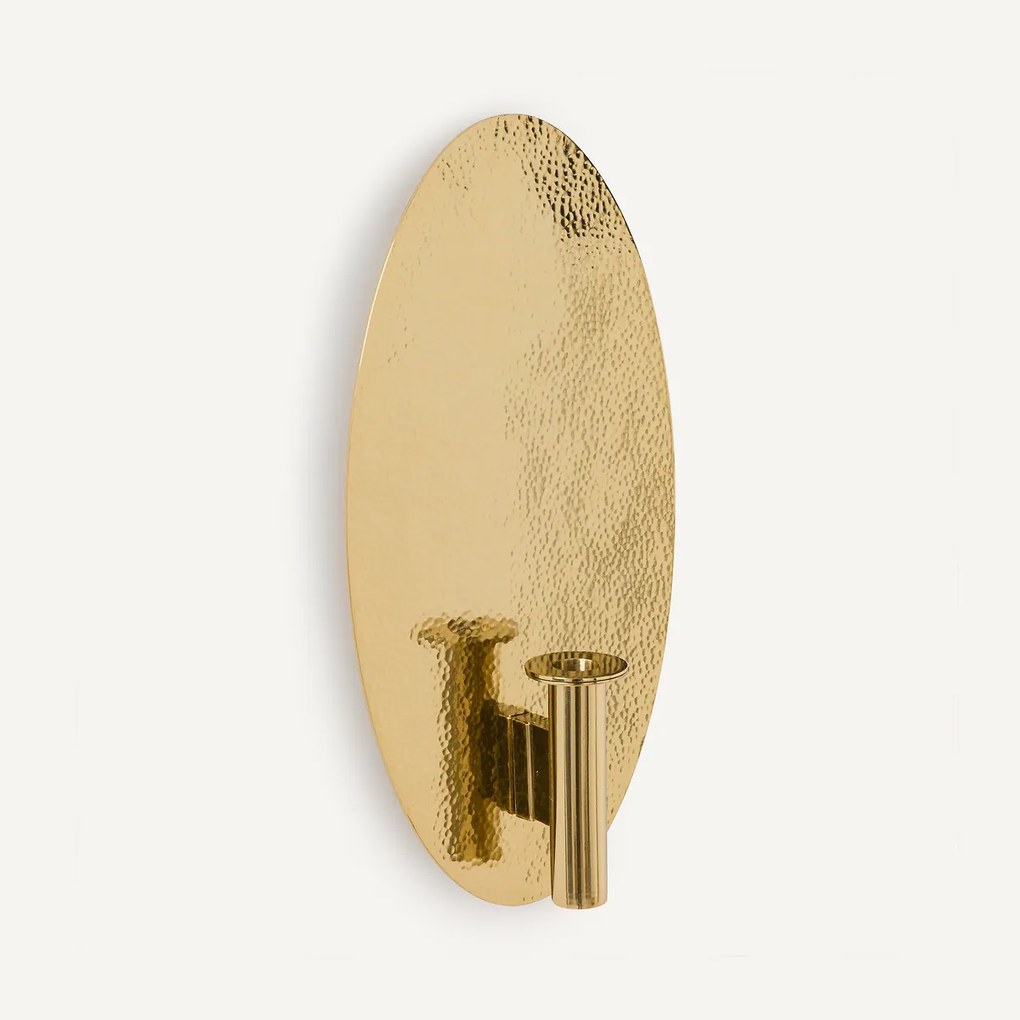 Wandkandelaarvaas, ovaal, messing, Lunou