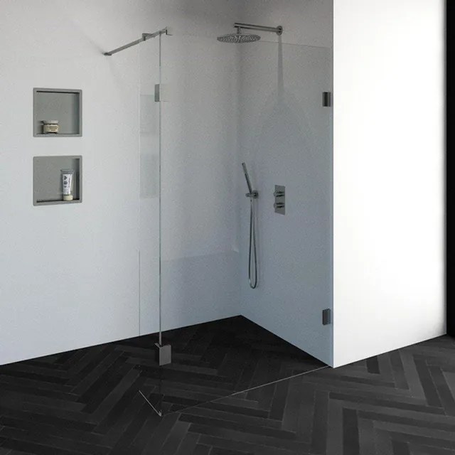 BRAUER Void inloopdouche helder glas 120x200 met 30 zijwand incl. glascoating PVD RVS-kleurig geborsteld GS-VOI2H12030200NG