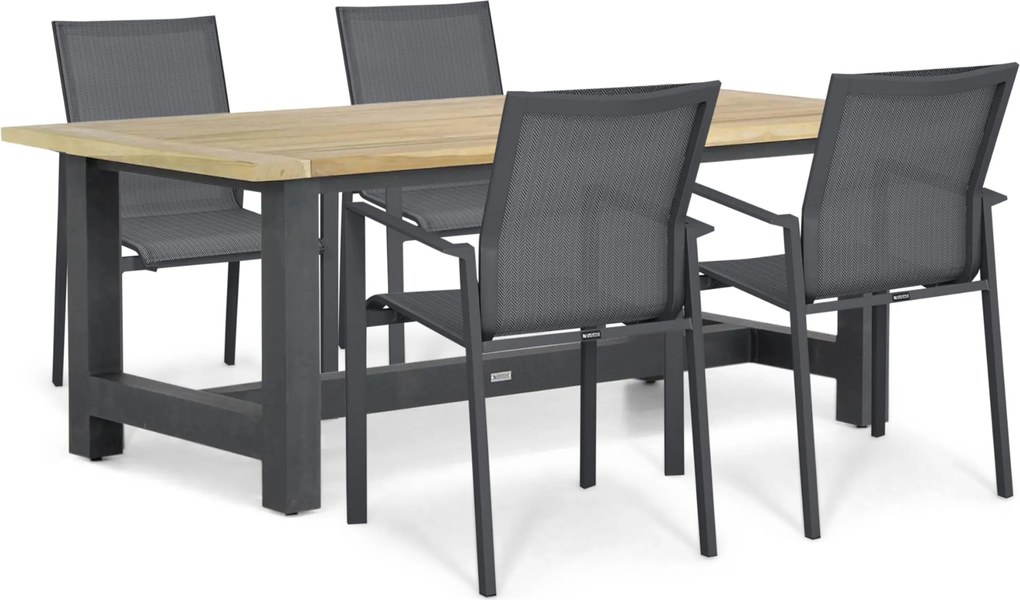 Tuinset 4 personen 200 cm Aluminium Grijs Lifestyle Garden Furniture Timo/San