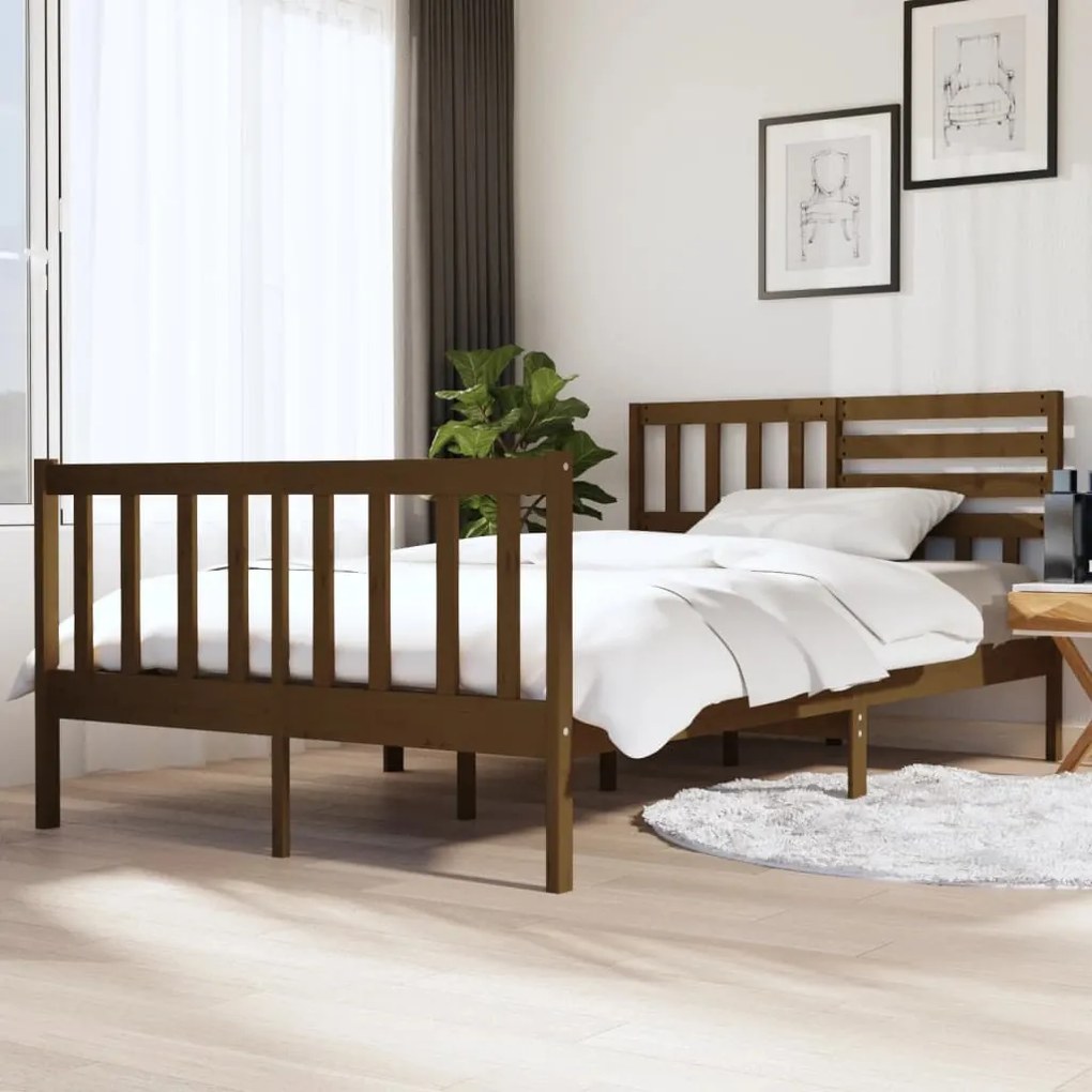 vidaXL Bedframe massief hout honingbruin 140x190 cm