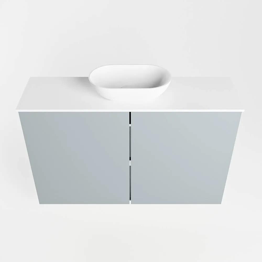 Mondiaz Fowy toiletmeubel 80cm clay met witte waskom midden zonder kraangat
