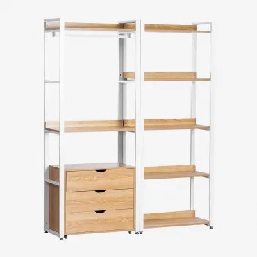 Open Modulair 2-delig Kast Met Lades, Stalen Plank En Mdf Ariaster Natuurlijk - Sklum