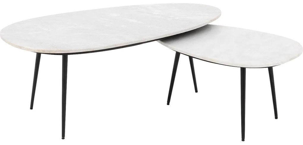 Goossens Salontafel Enzo ovaal, marmer wit, elegant chic, 110 x 40 x 55 cm