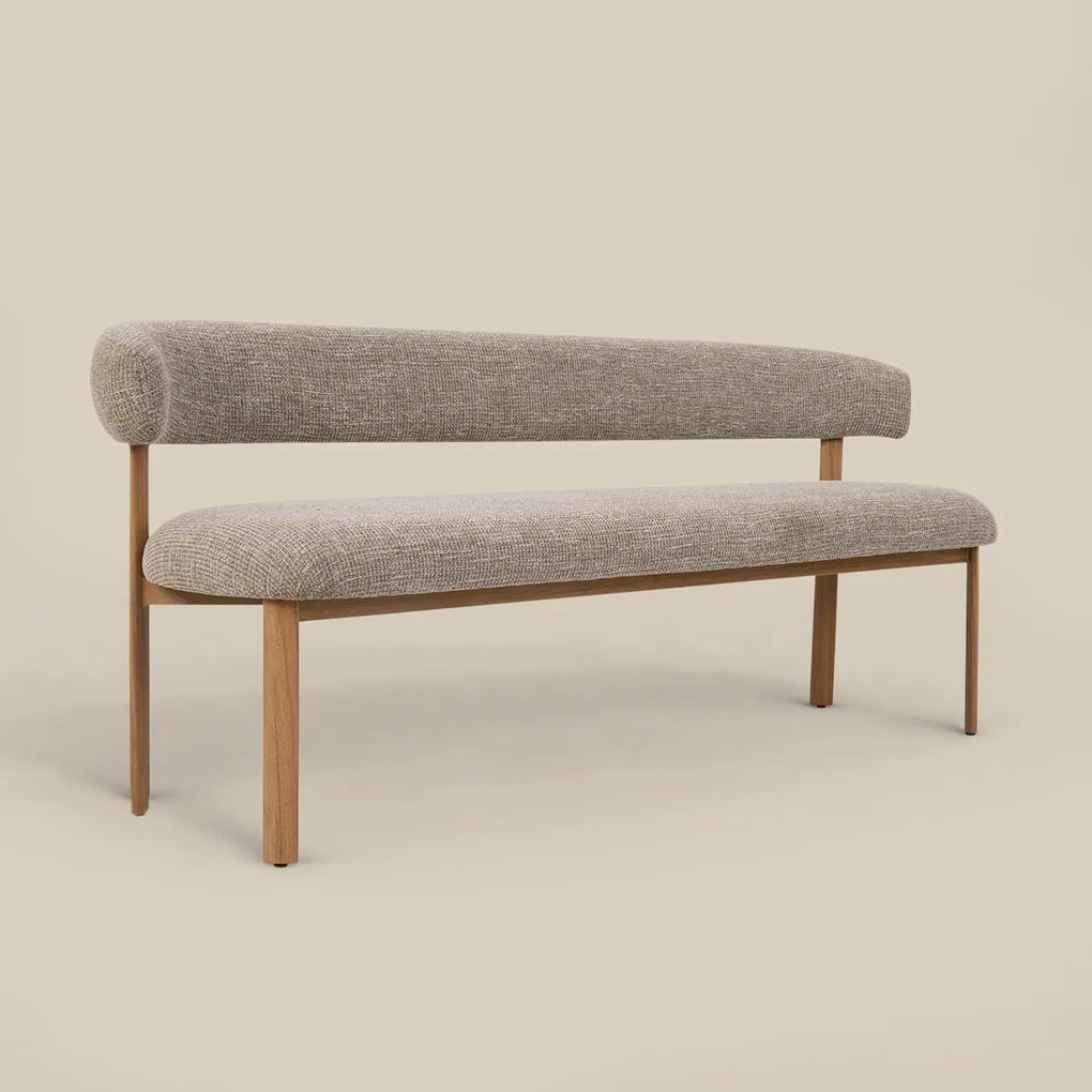 Eetkamerbank Eiken Met Grove Stof 180 Cm