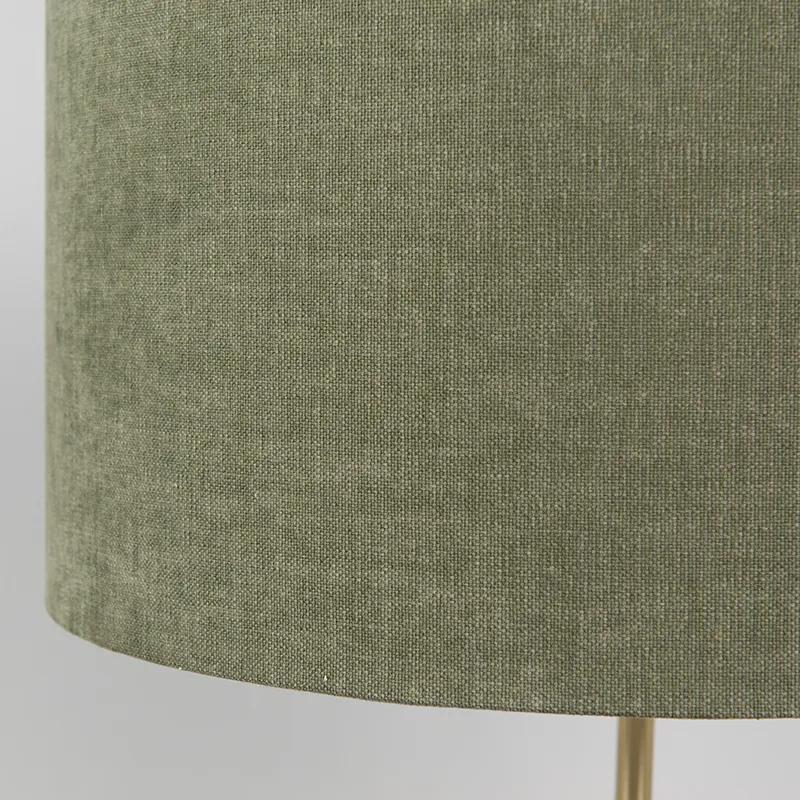 Tafellamp messing met groene kap 35 cm - Kaso Modern E27 rond Binnenverlichting Lamp