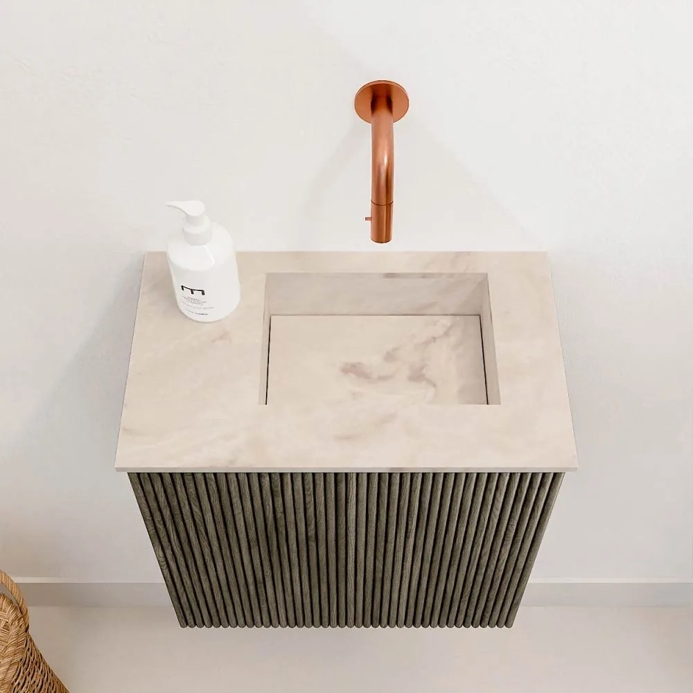 Mondiaz Joya DLux 40cm toiletmeubel shadow met wastafel faye rechts zonder kraangat frappe