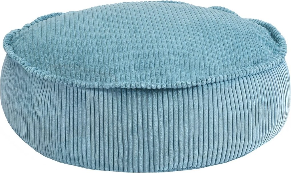 Ronde Kinderpoef Aesthetic Rib - Turquoise