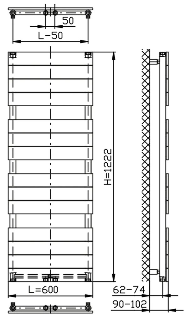 Sapho Bondi radiator wit 60x122cm 669W